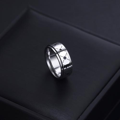 Titanium Steel Finger Ring, polished, rotatable & different size for choice & for man, original color, US Ring Size:7-11, Sold By PC