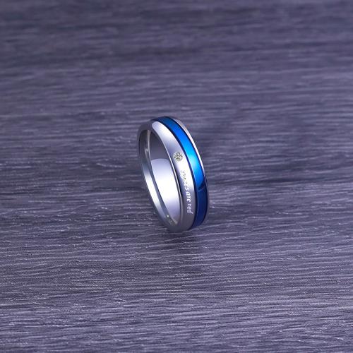 Titanium Steel Finger Ring, plated, different size for choice & for man & with rhinestone, US Ring Size:7-10, Sold By PC