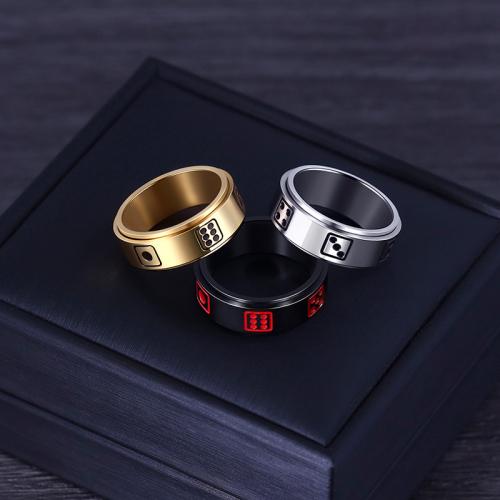 Titanium Steel Finger Ring, plated, rotatable & different size for choice & for man & enamel, more colors for choice, US Ring Size:7-11, Sold By PC