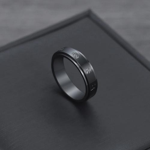 Titanium Steel Finger Ring, plated, rotatable & different size for choice & for man, black, US Ring Size:7-11, Sold By PC