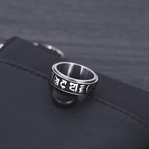 Titanium Steel Finger Ring, polished, rotatable & different size for choice & for man & blacken, original color, US Ring Size:7-11, Sold By PC