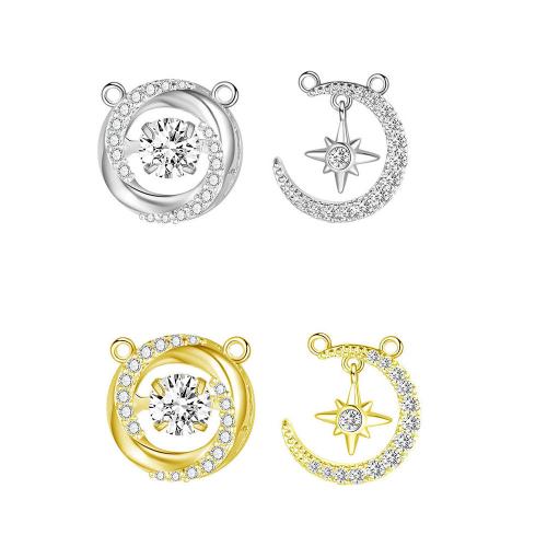 Cubic Zirconia Micro Pave Brass Pendant, plated, Different Shape for Choice & DIY & micro pave cubic zirconia & double-hole, more colors for choice, nickel, lead & cadmium free, 6PCs/Bag, Sold By Bag