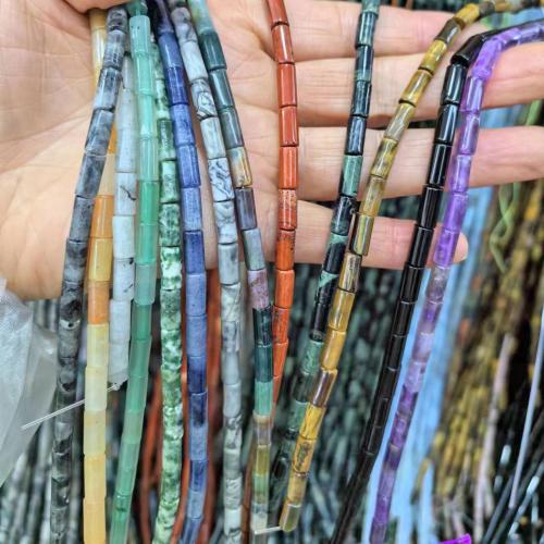 Gemstone Jewelry Beads, Natural Stone, Column, DIY & different materials for choice, more colors for choice, 4x9mm, Approx 40PCs/Strand, Sold By Strand