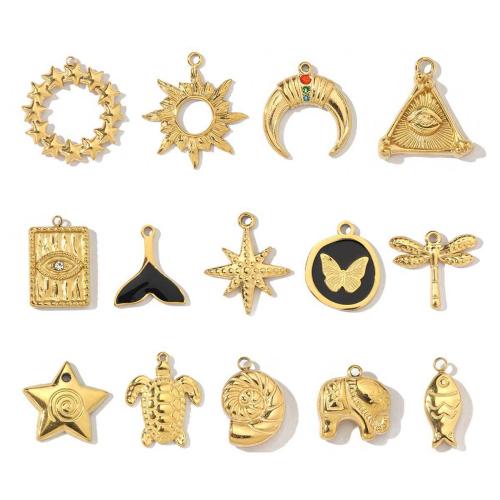 Stainless Steel Pendants, 304 Stainless Steel, Vacuum Ion Plating, Different Shape for Choice & DIY & enamel & with rhinestone, more colors for choice, 6PCs/Bag, Sold By Bag