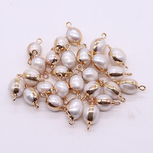 Freshwater Pearl Connector, with Brass, gold color plated, DIY & 1/1 loop, white, about:10x19mm, Sold By PC