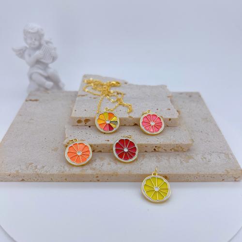 Brass Jewelry Pendants, Fruit, gold color plated, DIY & enamel, more colors for choice, nickel, lead & cadmium free, Sold By PC