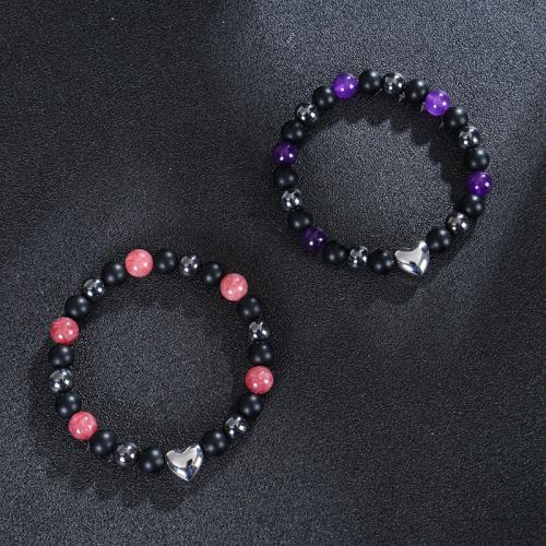 Gemstone Bracelets, Natural Stone, with 304 Stainless Steel, different materials for choice & Unisex, more colors for choice, nickel, lead & cadmium free, Length:6.6-8.5 Inch, Sold By PC