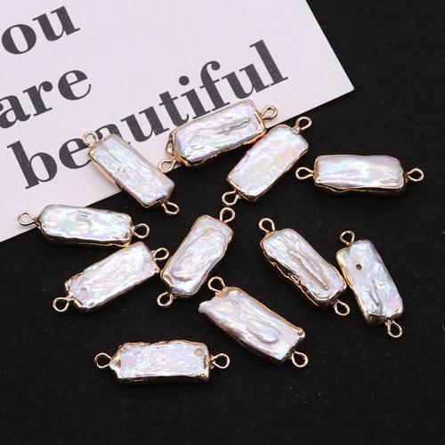 Freshwater Pearl Connector, Rectangle, gold color plated, DIY & 1/1 loop, 10x25mm, Sold By PC