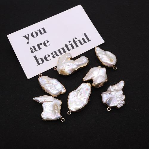 Freshwater Pearl Pendants, irregular, gold color plated, DIY, 15x25mm, Sold By PC