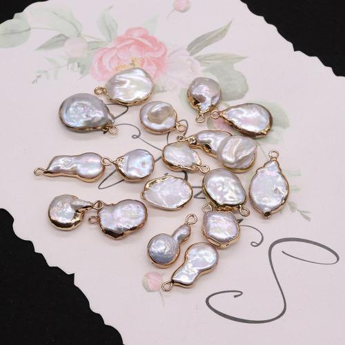 Freshwater Pearl Pendants, irregular, gold color plated, DIY, 10x12mm, Sold By PC