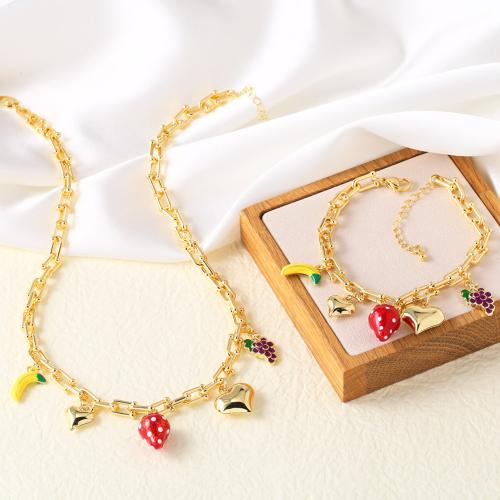 Brass Jewelry Set, gold color plated, fashion jewelry & different styles for choice & enamel, golden, nickel, lead & cadmium free, Sold By PC