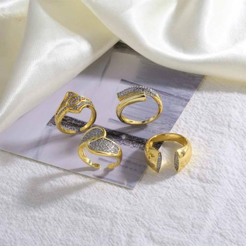 Cubic Zirconia Micro Pave Brass Ring, gold color plated, fashion jewelry & different designs for choice & micro pave cubic zirconia, golden, nickel, lead & cadmium free, The inner diameter of the ring is 1.7cm, Sold By PC