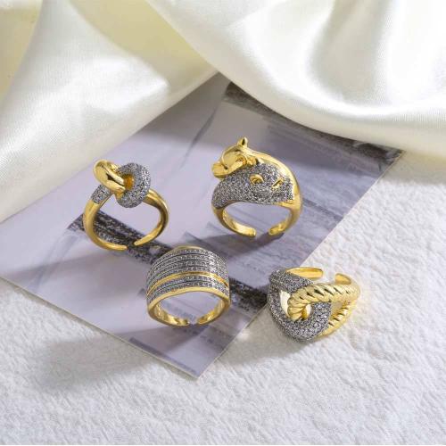 Cubic Zirconia Micro Pave Brass Ring, gold color plated, fashion jewelry & different designs for choice & micro pave cubic zirconia, golden, nickel, lead & cadmium free, The inner diameter of the ring is 1.7cm, Sold By PC