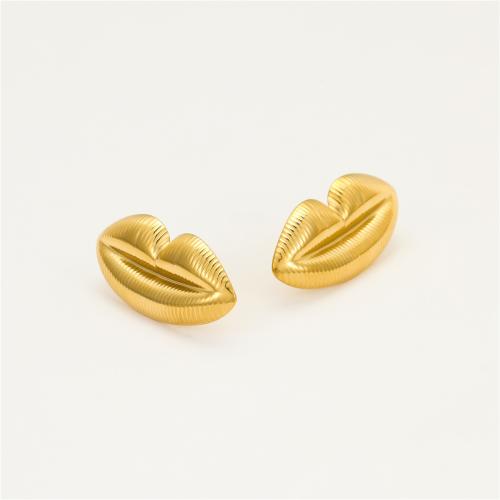 Stainless Steel Stud Earrings, 304 Stainless Steel, Lip, 18K gold plated, fashion jewelry & for woman, Sold By Pair