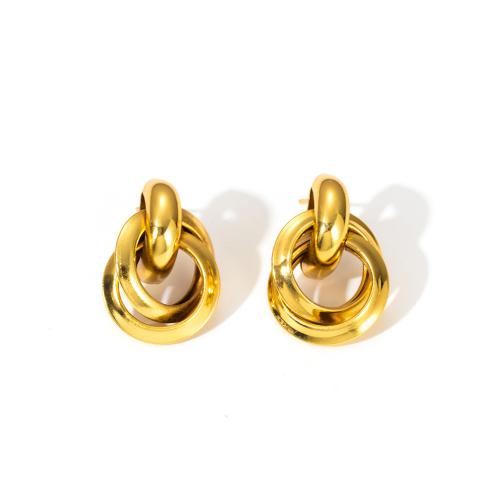 Stainless Steel Stud Earrings, 304 Stainless Steel, plated, fashion jewelry & for woman & hollow, golden, Sold By Pair