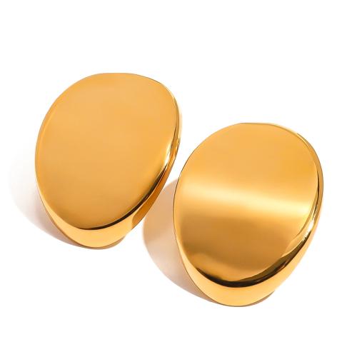 Stainless Steel Stud Earrings, 304 Stainless Steel, plated, fashion jewelry & for woman, golden, Sold By Pair