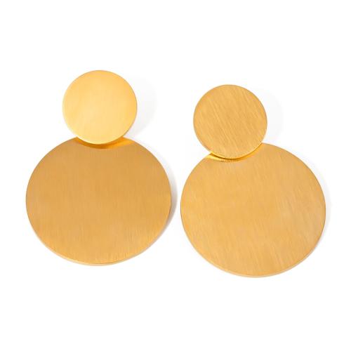 Stainless Steel Stud Earrings, 304 Stainless Steel, Round, plated, fashion jewelry & for woman, golden, Sold By Pair