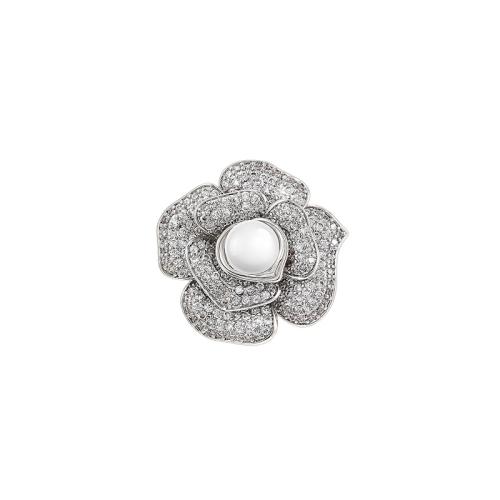 Cubic Zirconia Broche, metal, chapado, micro arcilla de zirconia cúbica & para mujer, plateado, 23x23mm, Vendido por UD