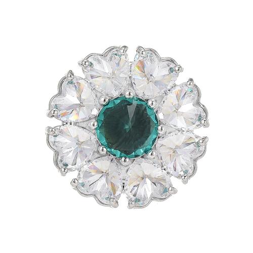 Cubic Zirconia Broche, metal, chapado, micro arcilla de zirconia cúbica & para mujer, plateado, 37x38mm, Vendido por UD