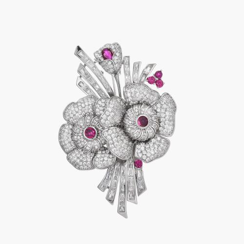 Cubic Zirconia Brooch, Brass, plated, micro pave cubic zirconia & for woman, silver color, 40x63mm, Sold By PC