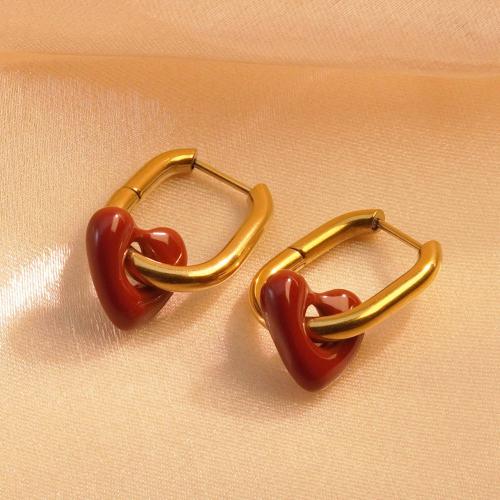 Pendientes de Acero Inoxidable, acero inoxidable 304, chapado, diferentes estilos para la opción & para mujer, dorado, Vendido por Par