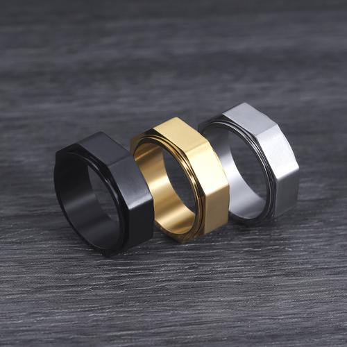 Titanium Steel Finger Ring, plated, rotatable & different size for choice & for man, more colors for choice, US Ring Size:7-11, Sold By PC