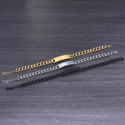 Titanium Steel Bracelet, plated, fashion jewelry & for man, more colors for choice, Length:Approx 8.7 Inch, Sold By PC