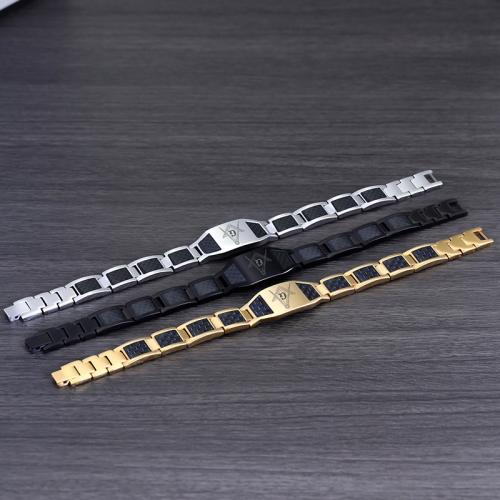 Titanium Steel Bracelet, with Carbon Fibre, plated, fashion jewelry & for man, more colors for choice, Length:Approx 8.7 Inch, Sold By PC