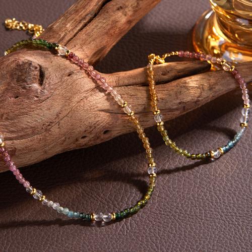 Tourmaline Bracelet and Necklace, with 925 Sterling Silver & Clear Quartz, different styles for choice & for woman, Sold By PC