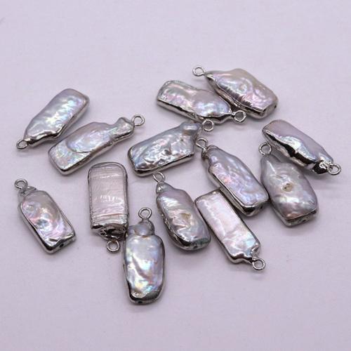 Freshwater Pearl Pendants, with Brass, silver color plated, DIY, about:10-25mm, Sold By PC