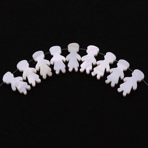 Abalorios de Nácar Natural de Agua Dulce, Concha de agua dulce, Niña, Tallado, Bricolaje, Blanco, 8x16mm, 5PCs/Bolsa, Vendido por Bolsa