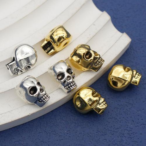 Tibetan Style Jewelry Beads, Skull, plated, DIY, more colors for choice, nickel, lead & cadmium free, 12x8mm, Hole:Approx 3mm, Approx 100PCs/Bag, Sold By Bag