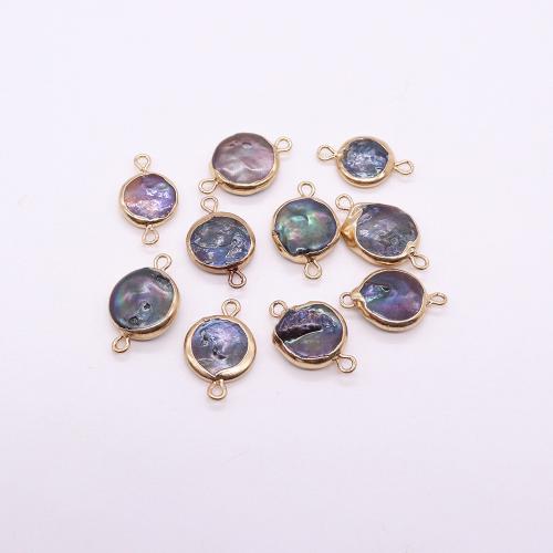 Freshwater Pearl Connector, Slightly Round, gold color plated, DIY & 1/1 loop, purple, 10x20mm, Sold By PC