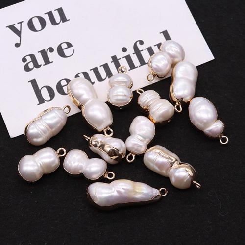 Freshwater Pearl Pendants, Calabash, gold color plated, DIY, 10x20mm, Sold By PC