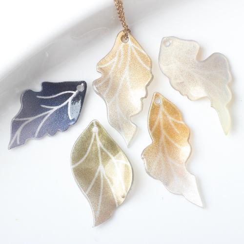 Resin Pendant, Leaf, DIY & different styles for choice, more colors for choice, 13x31mm, 100PCs/Bag, Sold By Bag