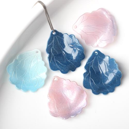 Resin Pendant, Leaf, DIY, more colors for choice, 22x26mm, 100PCs/Bag, Sold By Bag