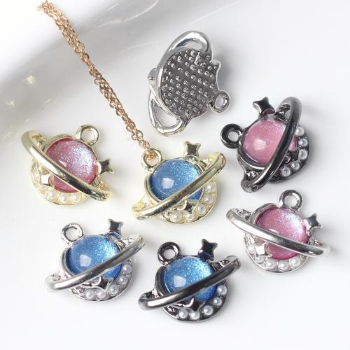 Resin Tibetan Style Pendants, with Resin & Plastic Pearl, plated, DIY, more colors for choice, nickel, lead & cadmium free, 16x13mm, 100PCs/Bag, Sold By Bag