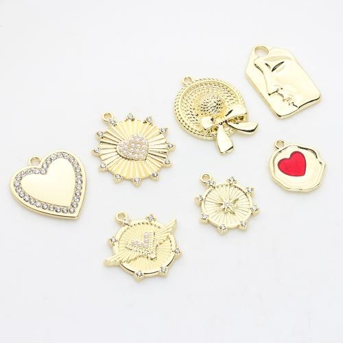 Tibetan Style Rhinestone Pendants, gold color plated, DIY & different styles for choice & enamel & with rhinestone, more colors for choice, nickel, lead & cadmium free, 100PCs/Bag, Sold By Bag