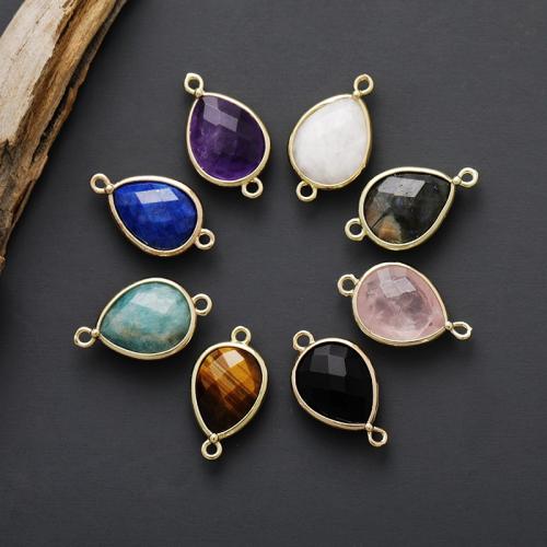 Gemstone Pendants Jewelry, Natural Stone, Teardrop, gold color plated, DIY & different materials for choice, more colors for choice, 22x13mm, Sold By PC