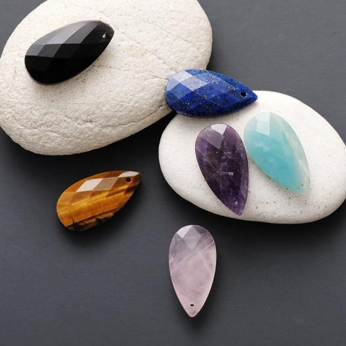 Gemstone Pendants Jewelry, Natural Stone, Teardrop, DIY & different materials for choice, more colors for choice, 25x13mm, Sold By PC