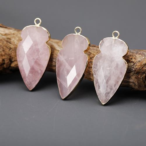 Quartz Gemstone Pendants, Rose Quartz, arrowhead, DIY, pink, Sold By PC