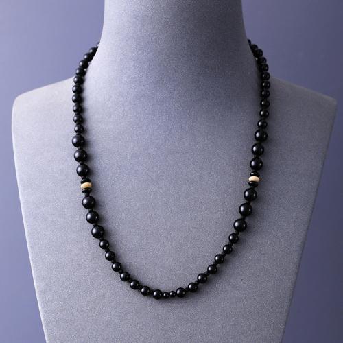 Collar de Ágata, Ágata negra, para hombre, Negro, longitud:50 cm, Vendido por UD