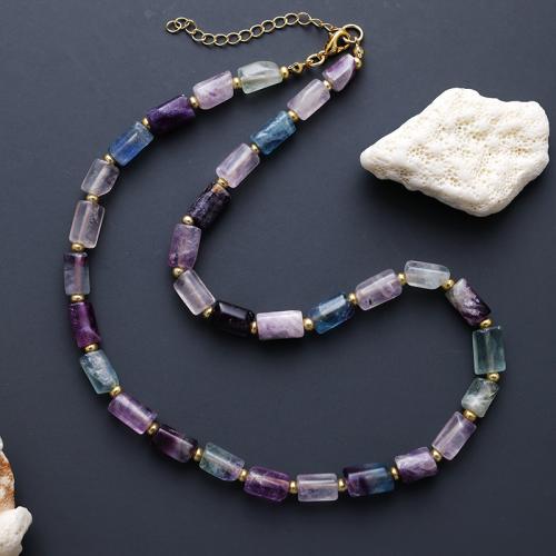 Collier bijoux de pierre gemme, La fluorite pourpre, pour homme, Longueur:40 cm, Vendu par PC