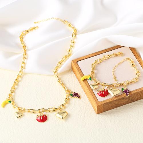 Brass Jewelry Set, gold color plated, fashion jewelry & different styles for choice & enamel, golden, nickel, lead & cadmium free, Sold By PC