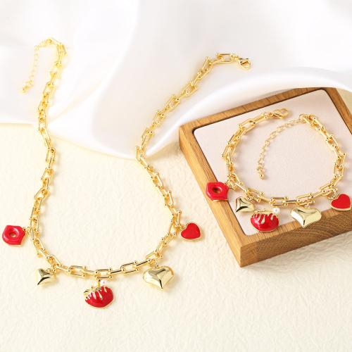 Brass Jewelry Set, gold color plated, fashion jewelry & different styles for choice & enamel, golden, nickel, lead & cadmium free, Sold By PC