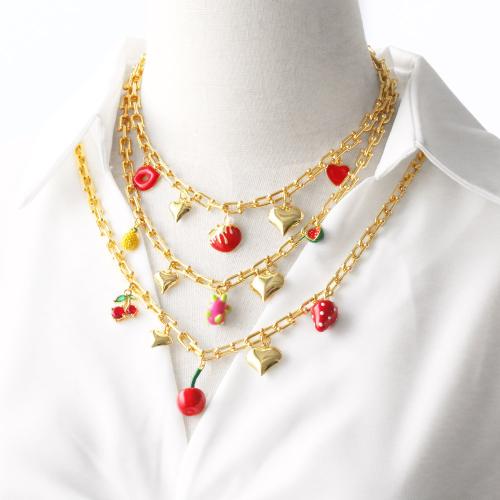 Collier en laiton, Placage de couleur d'or, bijoux de mode & modèles différents pour le choix & émail, doré, protéger l'environnement, sans nickel, plomb et cadmium, Vendu par PC