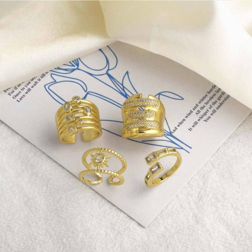 Cúbicos Circonia Micro Pave anillo de latón, metal, chapado en color dorado, Joyería & diferentes patrones para la opción & micro arcilla de zirconia cúbica, dorado, libre de níquel, plomo & cadmio, Vendido por UD