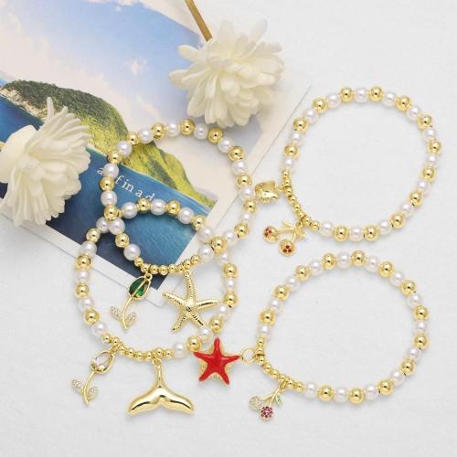 Cúbicos Circonia pulsera Latón Micro pavimenta, metal, chapado en color dorado, Joyería & diferentes patrones para la opción & micro arcilla de zirconia cúbica, dorado, libre de níquel, plomo & cadmio, Vendido por UD