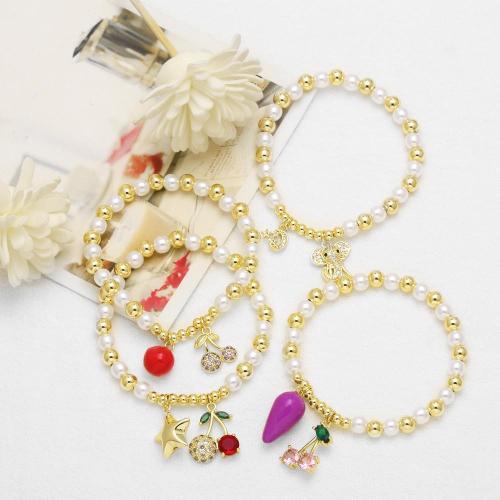 Cúbicos Circonia pulsera Latón Micro pavimenta, metal, chapado en color dorado, Joyería & diferentes patrones para la opción & micro arcilla de zirconia cúbica, dorado, libre de níquel, plomo & cadmio, Vendido por UD