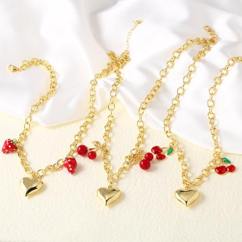 Brass Necklace, with 5cm extender chain, gold color plated, fashion jewelry & different designs for choice & enamel, golden, nickel, lead & cadmium free, Length:40 cm, Sold By PC